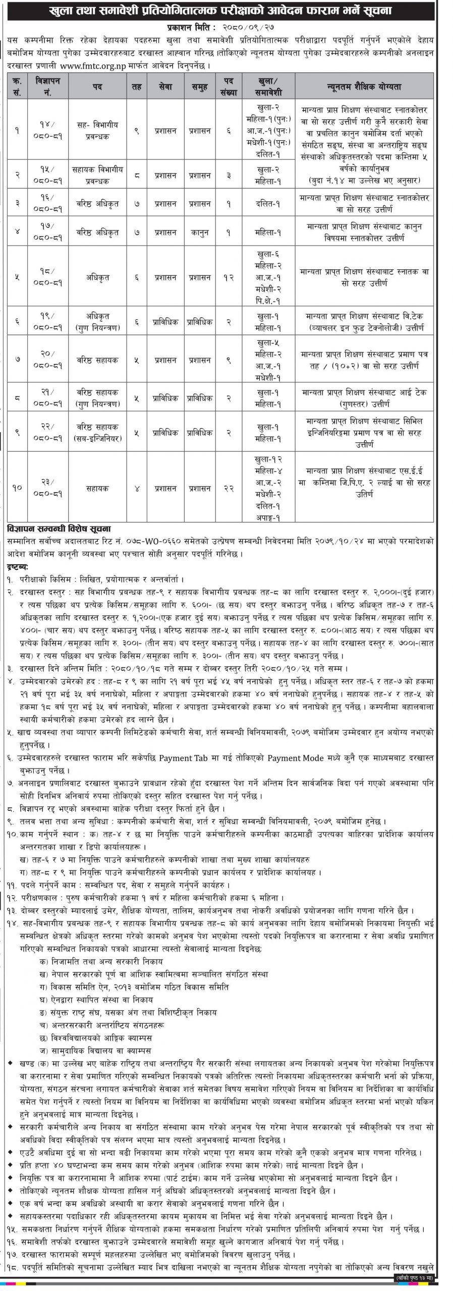 खाद्य तथा व्यापार कम्पनीले माग्यो ६० कर्मचारी (सूचनासहित) 2 khadya scaled