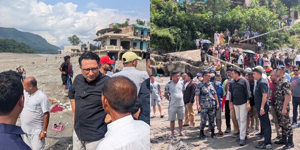 बाढी प्रभावित क्षेत्र पुगेर अर्थमन्त्रीको ढाडस: “ढुक्क हुनुहोस्, स्रोतको अभाव हुन दिनेछैनौँ”